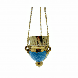 ΚΕΡΑΜΙΚΟ ΚΡΕΜΑΣΤΟ ΚΑΝΤΗΛΙ ΓΑΛΑΖΙΟ